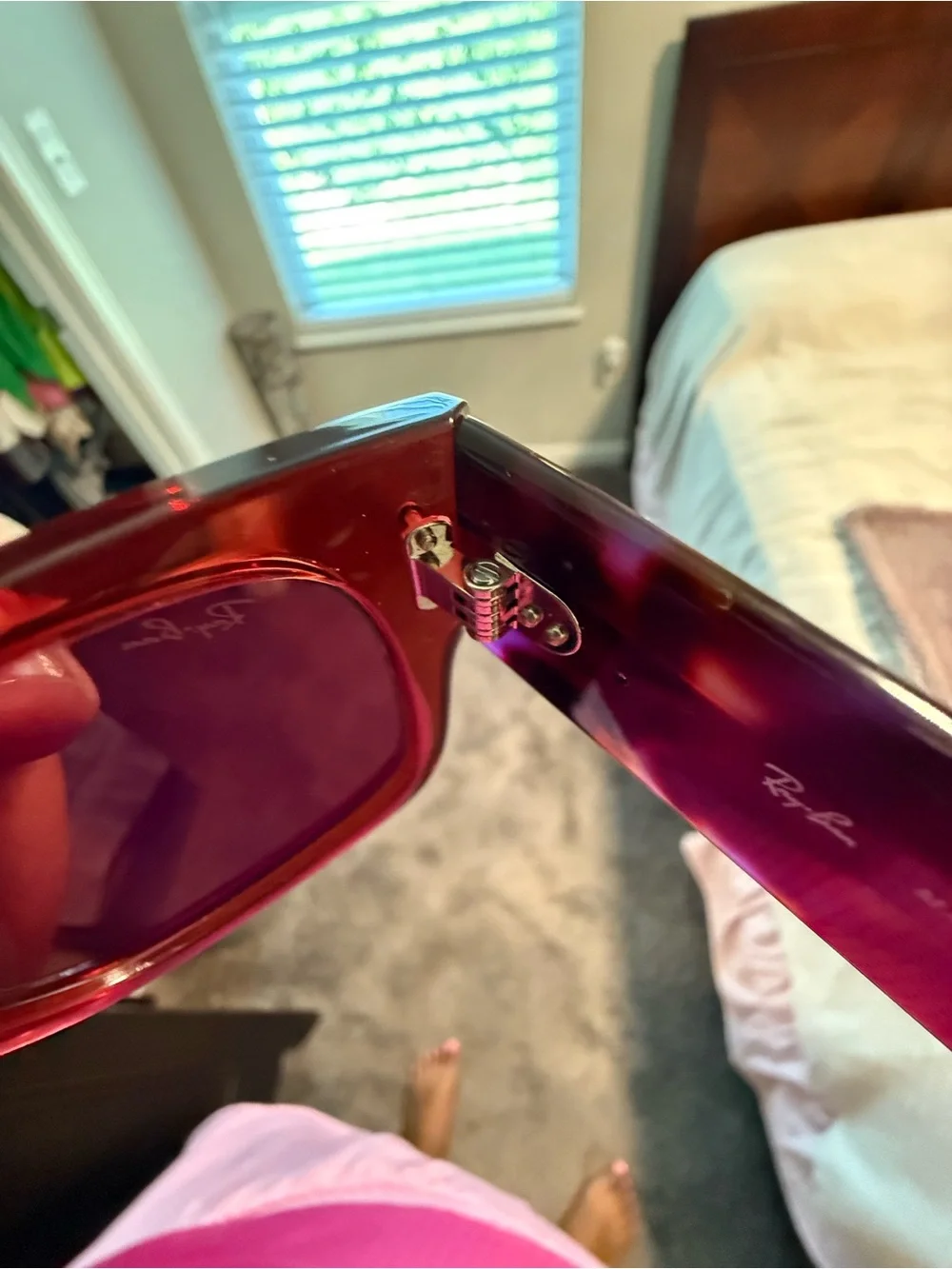Ray-Ban Women's Red Transparent Square Sunglasses